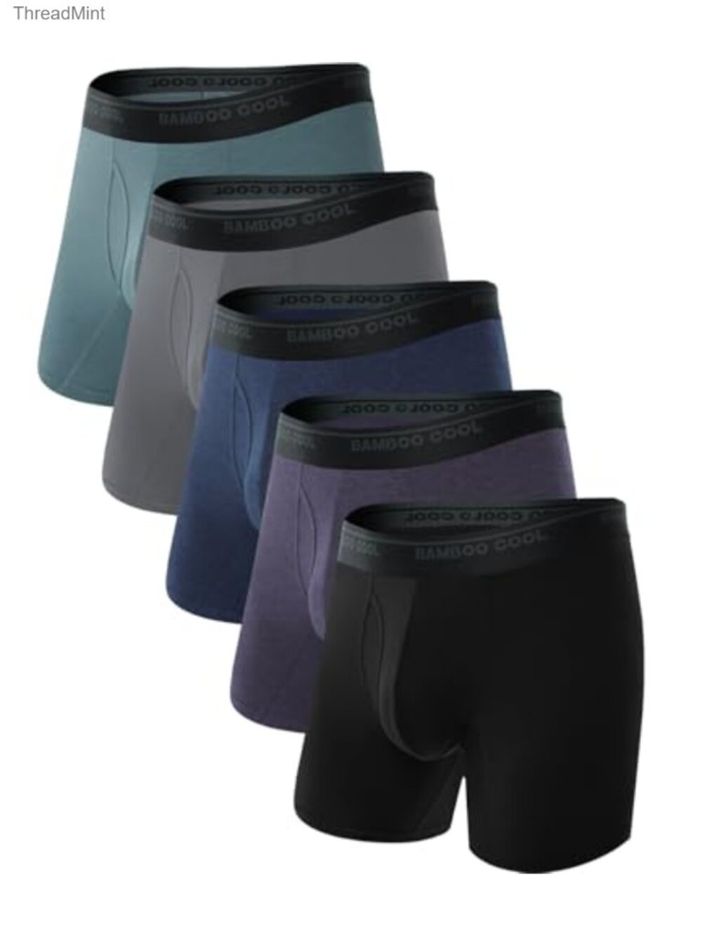 Bamboo Viscose Boxer Briefs Moisture Wicking Breathable Fly 5 Pack